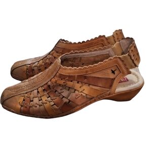 Pikolinos Brown & Tan Romano Woven Leather Fisherman Sandal, Sz 41/ 10.5